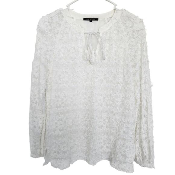 Kobi Halperin Textured Blouse White S Designer Office Business Retro - Picture 1 of 8